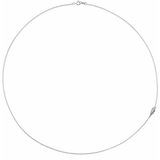 14K White .015 CTW Natural Diamond Off-Center Angel Wing 18" Necklace