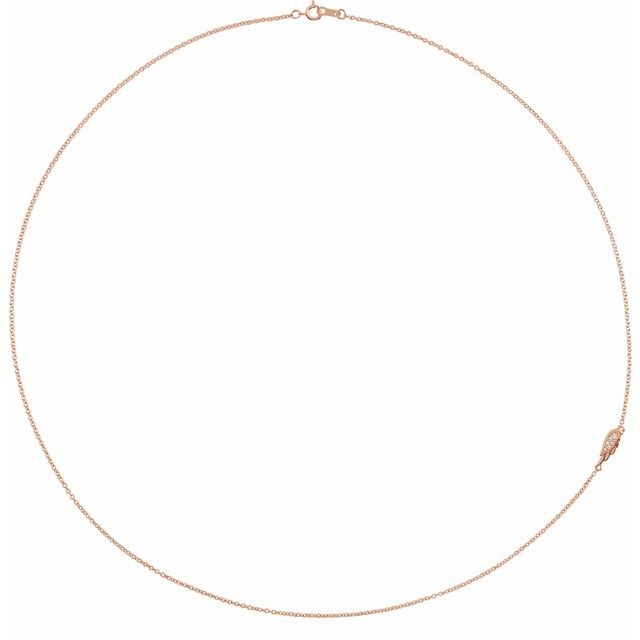 14K Rose .015 CTW Natural Diamond Off-Center Angel Wing 18" Necklace