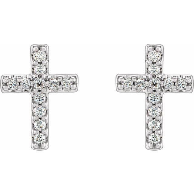 Platinum 1/10 CTW Natural Diamond Cross Earrings