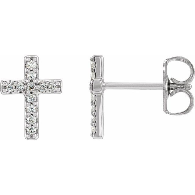 Platinum 1/10 CTW Natural Diamond Cross Earrings