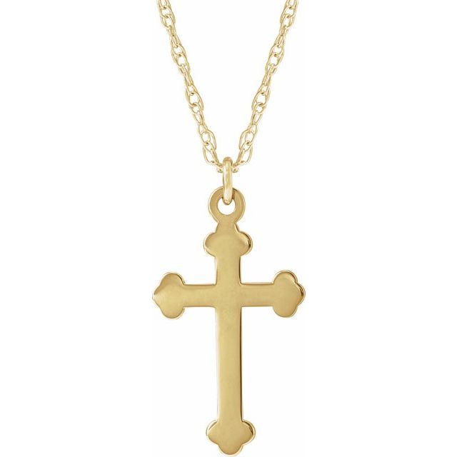 14K Yellow Cross 18" Necklace