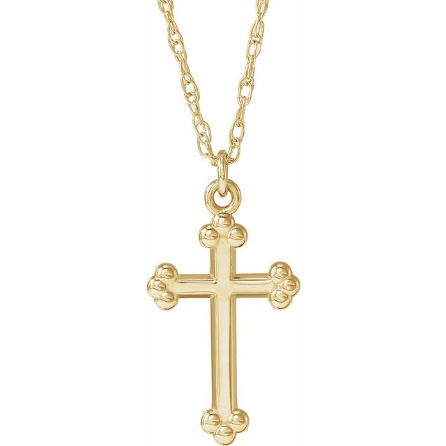 14K Yellow Cross 18" Necklace