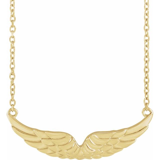 14K Yellow Angel Wings 18" Necklace