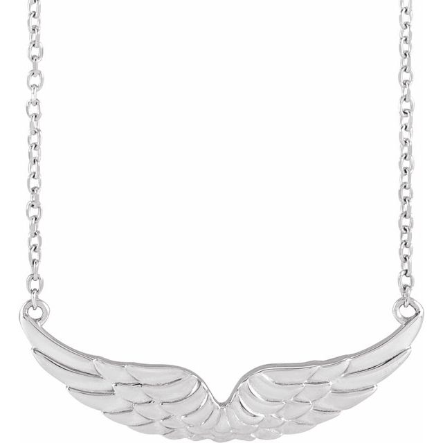 14K White Angel Wings 18" Necklace