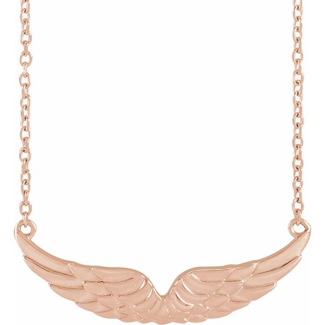 14K Rose Angel Wings 18" Necklace
