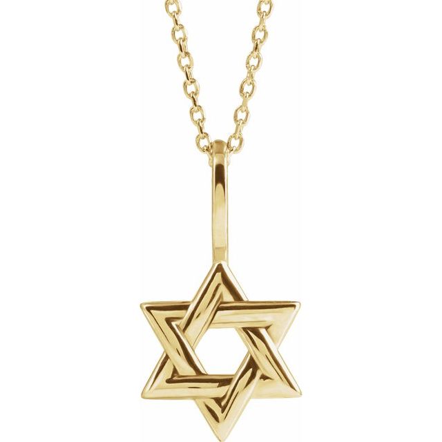 14K Yellow Star of David 16-18" Necklace