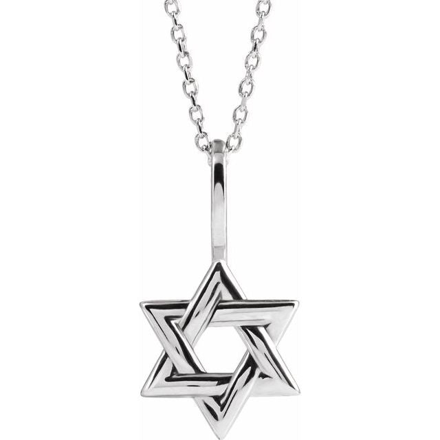 14K White Star of David 16-18" Necklace