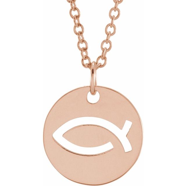 14K Rose (Ichthus) Fish 16-18" Necklace