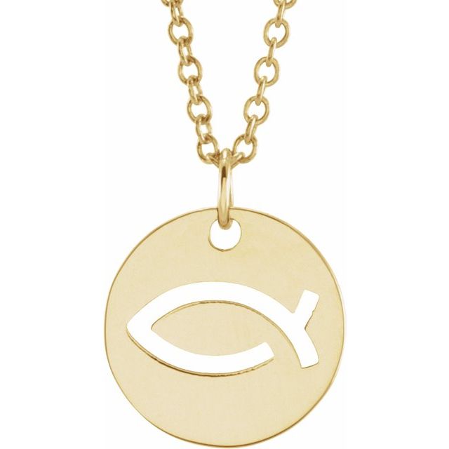 14K Yellow (Ichthus) Fish 16-18" Necklace