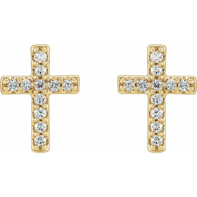 14K Yellow 1/10 CTW Natural Diamond Cross Earrings