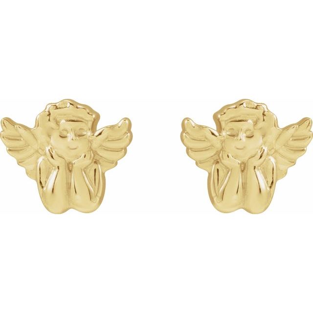 14K Yellow Cherub Earrings