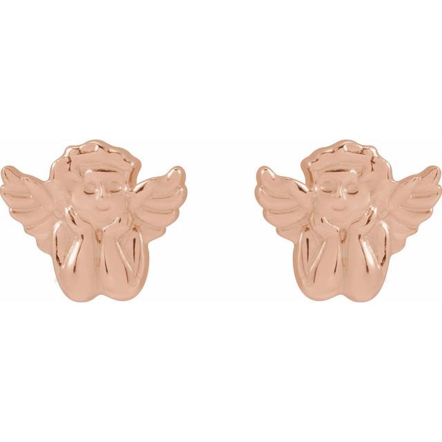 14K Rose Cherub Earrings