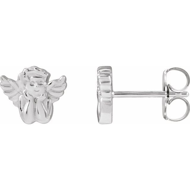 14K White Cherub Earrings