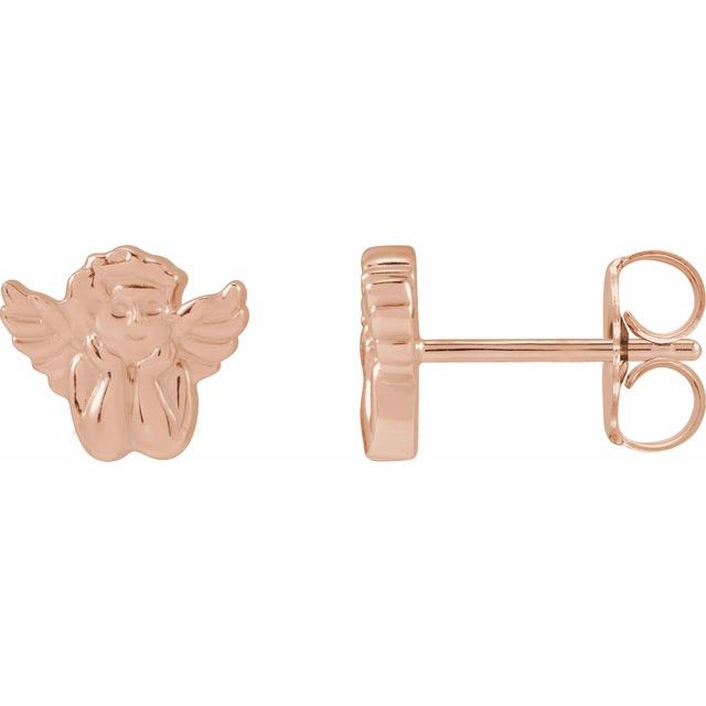 14K Rose Cherub Earrings