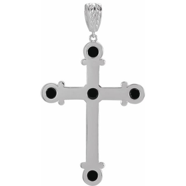 Sterling Silver Natural Black Onyx Cross Pendant