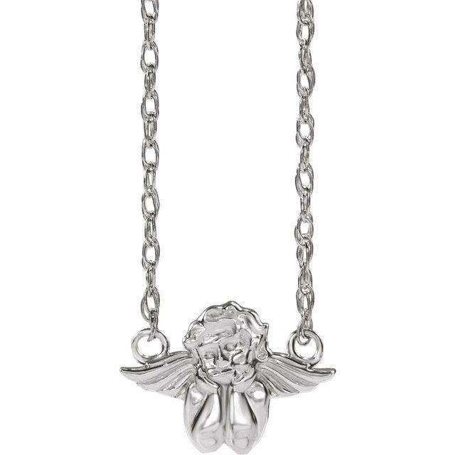 14K White Cherub 16" Necklace