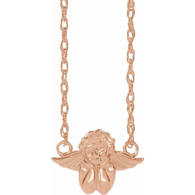 14K Rose Cherub 16" Necklace