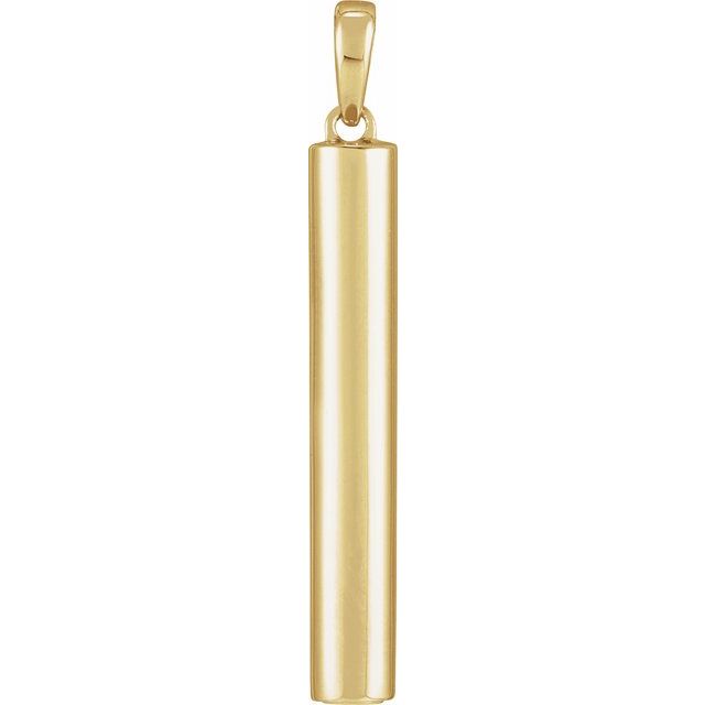 14K Yellow Gold-Plated Sterling Silver Ash Holder Cylinder Bar Pendant