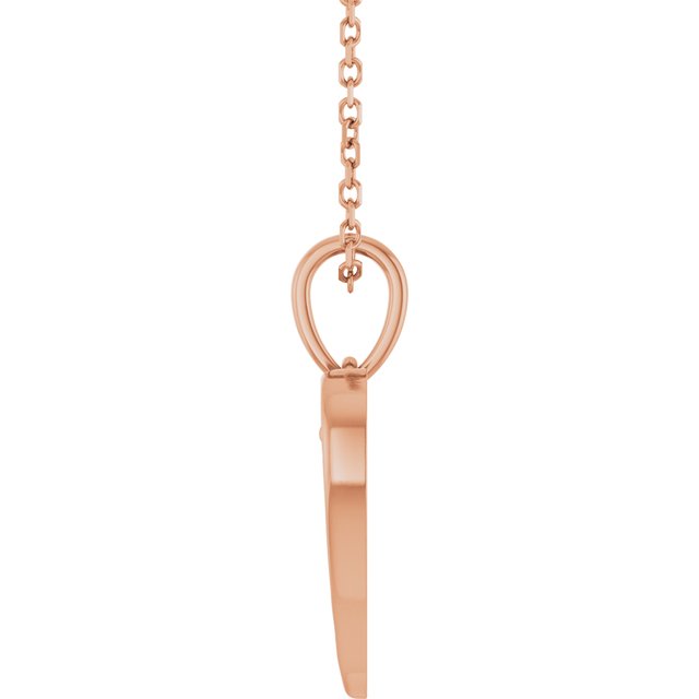 14K Rose Angel Wing Heart 16-18" Necklace
