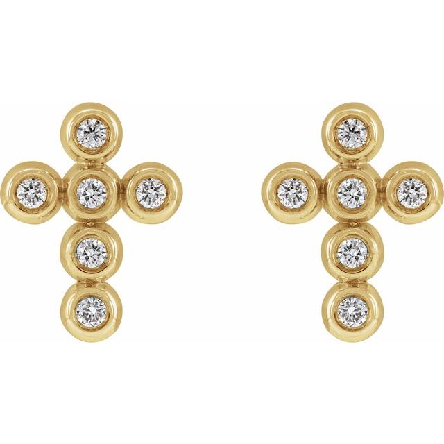 14K Yellow .08 CTW Natural Diamond Cross Earrings