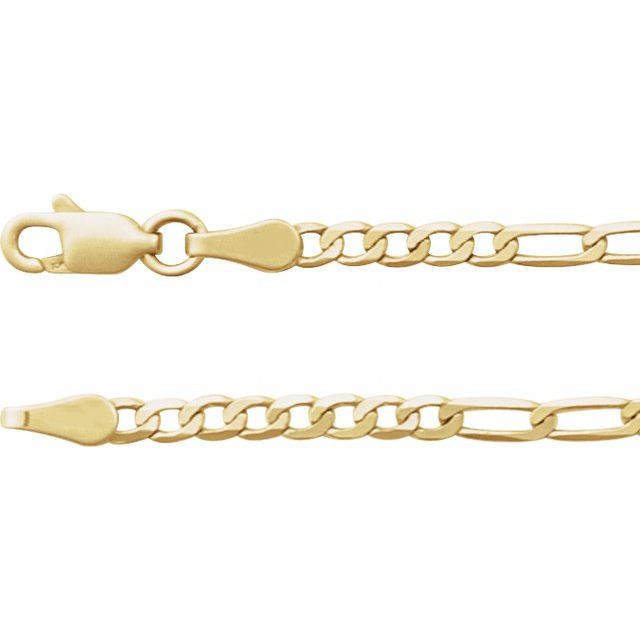 14K Yellow 2.5 mm Figaro 20" Chain