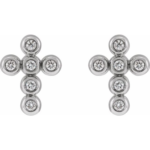 Platinum .08 CTW Natural Diamond Cross Earrings