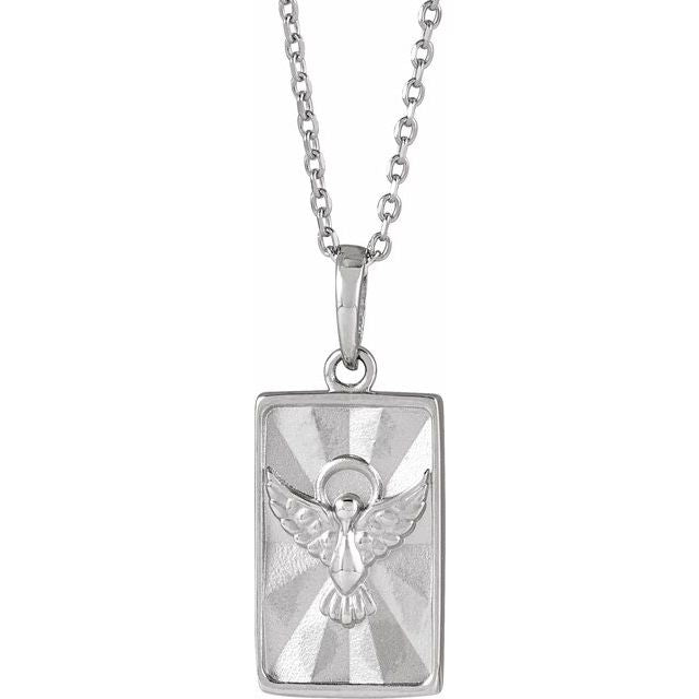 14K White Holy Spirit & Dove 16-18" Necklace