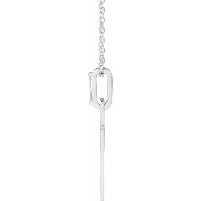 14K White .03 CTW Natural Diamond Cross 16-18" Necklace Mounting