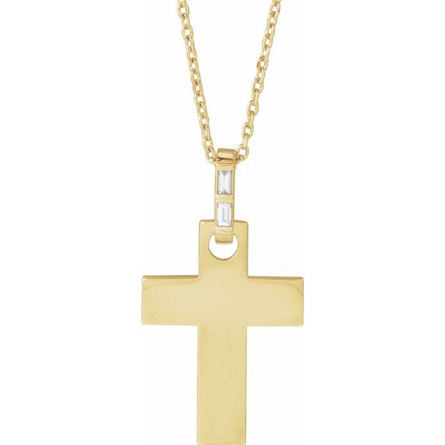 14K Yellow .03 CTW Natural Diamond Cross 16-18" Necklace Mounting