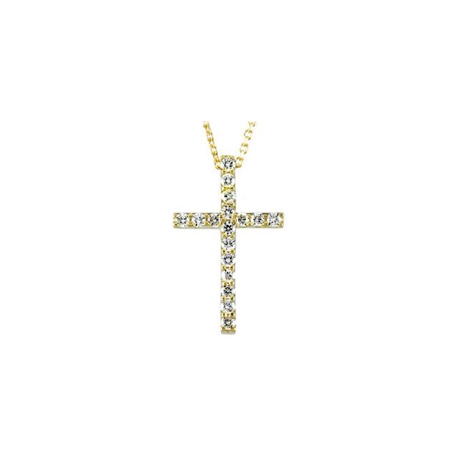 14K Yellow 1/4 CTW Natural Diamond Petite Cross 18" Necklace