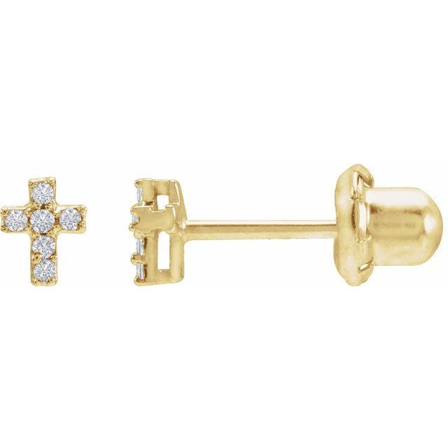 14K Yellow .02 CTW Natural Diamond Cross Inverness® Piercing Stud Earrings