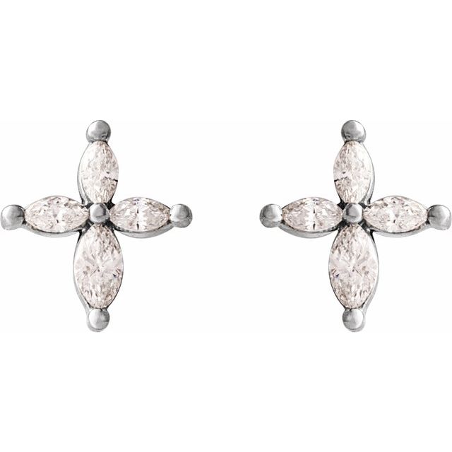 Sterling Silver 1/3 CTW Natural Diamond Cross Earrings