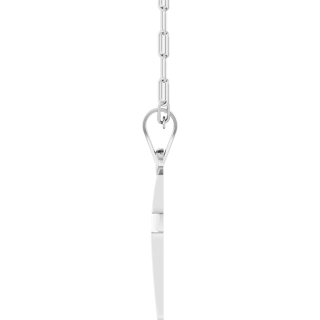 14K White Cross & Paperclip-Style Chain 18" Necklace