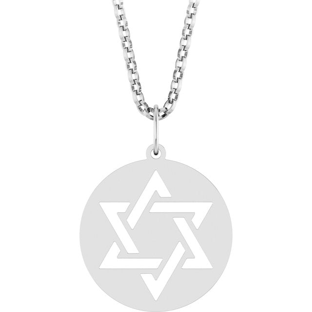 14K White Star of David 18" Necklace
