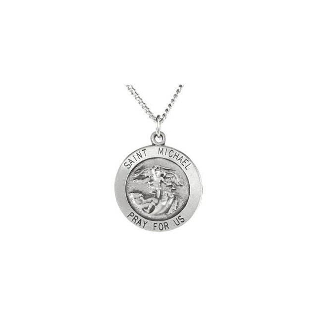Sterling Silver St. Michael Medal 24" Necklace