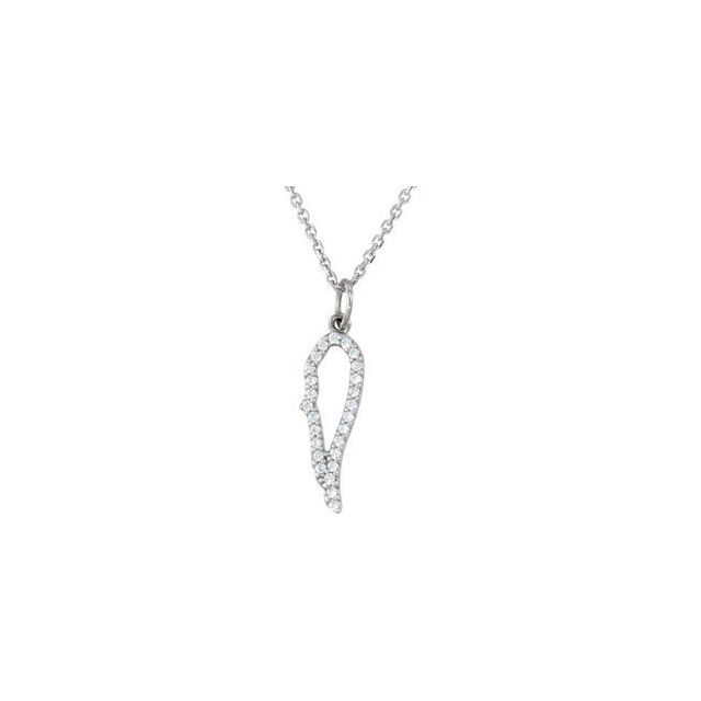 14K White 1/10 CTW Natural Diamond Angel Wing 18" Necklace