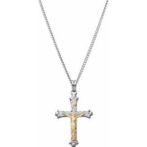 Sterling Silver & 14K Yellow 36.2x23.3 mm Crucifix 24" Necklace