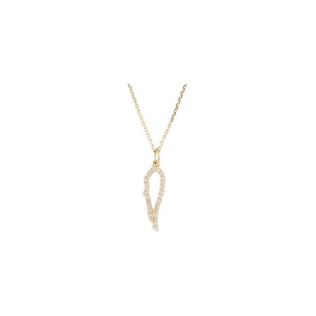 14K Yellow 1/10 CTW Natural Diamond Angel Wing 18" Necklace