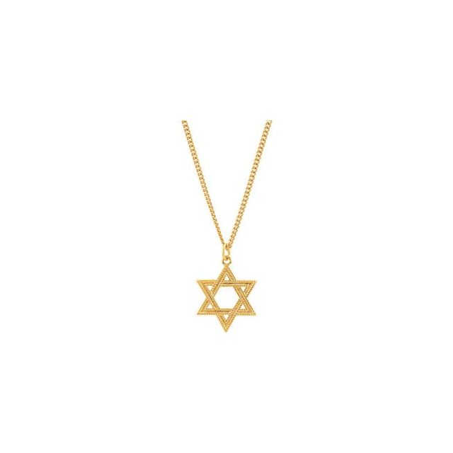 24K Yellow Gold-Plated Sterling Silver 28.8x22.62 mm Star of David 24" Necklace