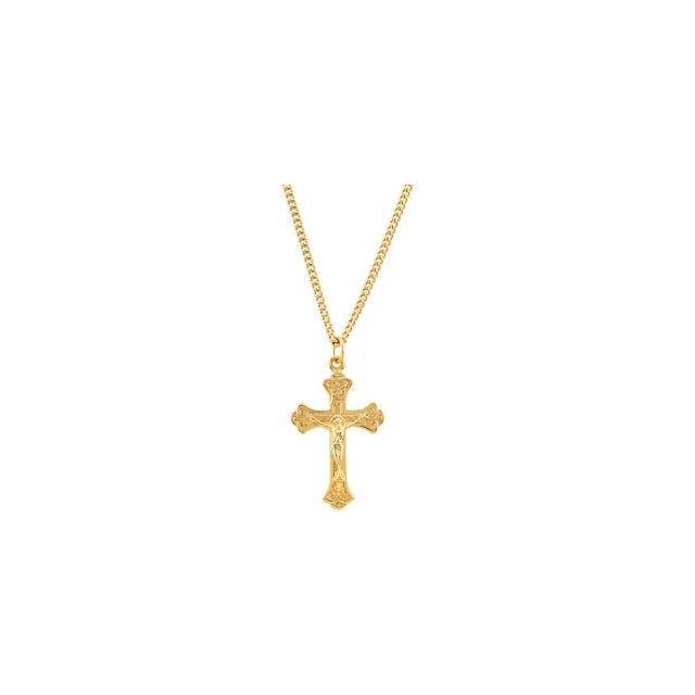 24K Yellow Gold-Plated 36.7x22.3 mm Crucifix 24" Necklace