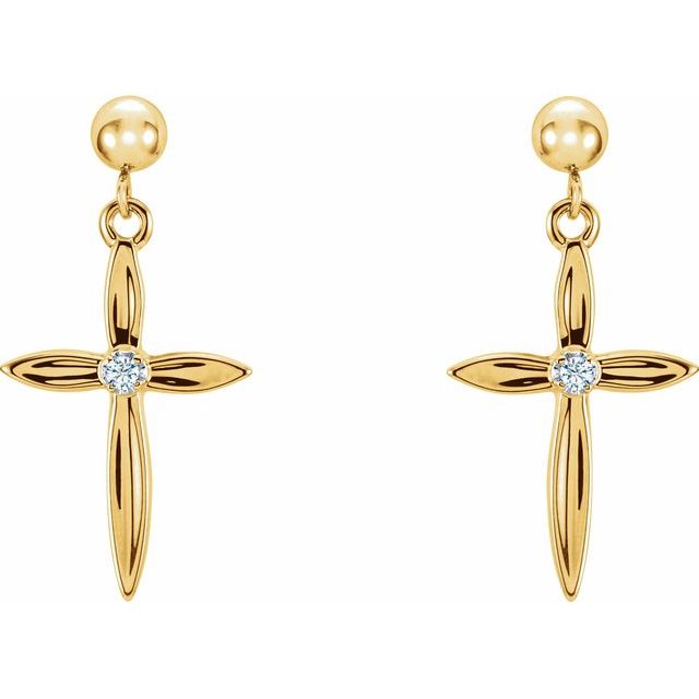 14K Yellow/White .04 CTW Natural Diamond Cross Earrings