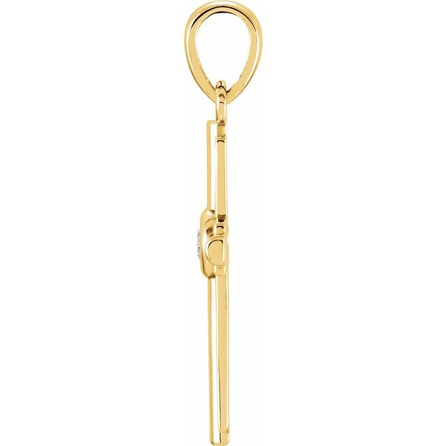 14K Yellow .06 CT Natural Diamond Cross Pendant