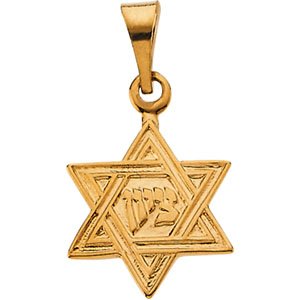 14K Yellow 15x12 mm Star of David Pendant
