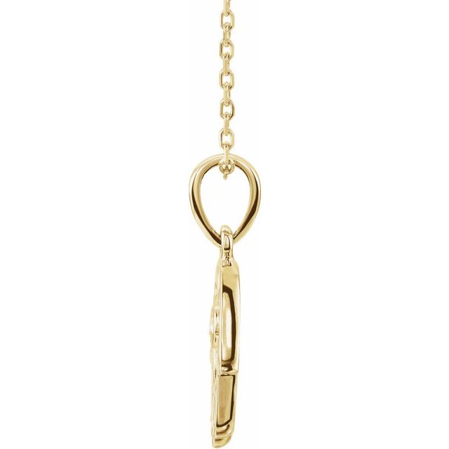 14K Yellow .03 CTW Natural Diamond Hamsa 16-18" Necklace