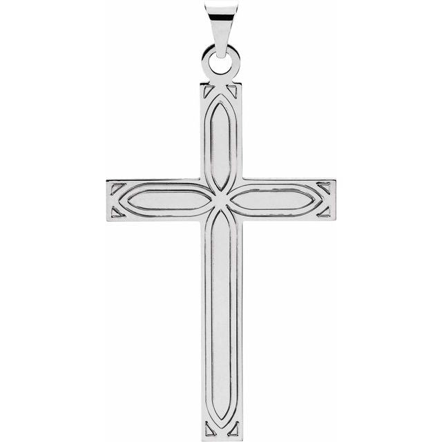 14K White Cross Pendant