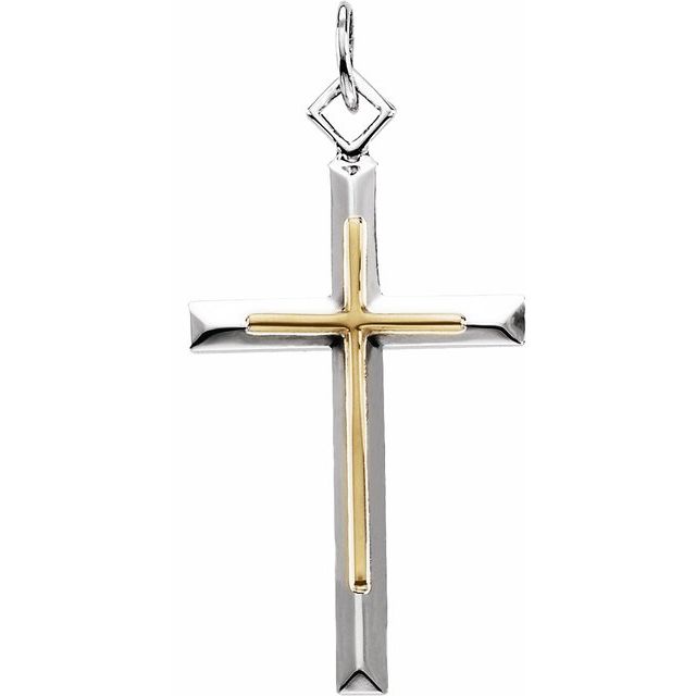 Sterling Silver & 14K Yellow Gold-Plated 29x18 mm Cross 24" Necklace