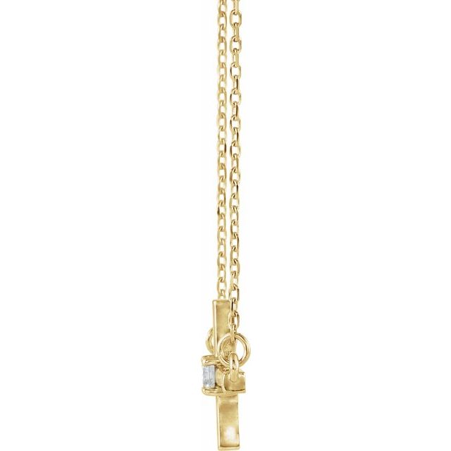 14K Yellow 1/10 CTW Natural Diamond Sideways Cross 16-18" Necklace