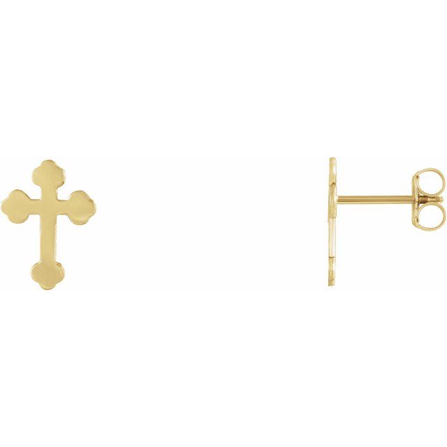 14K Yellow Cross Earrings