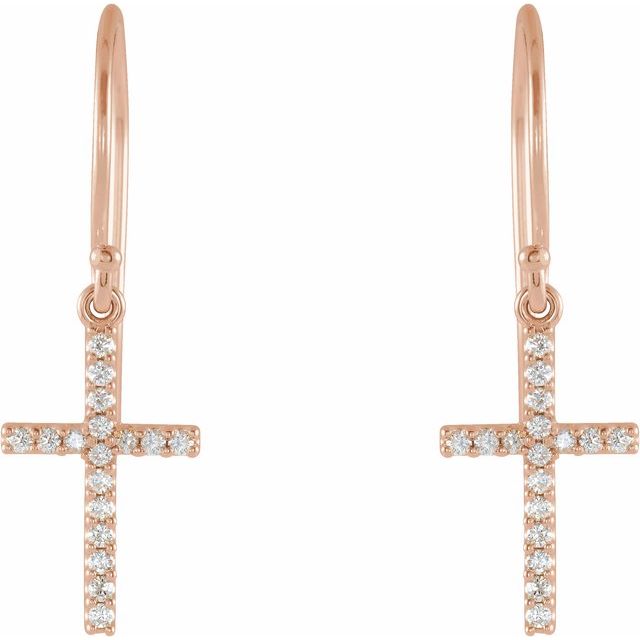 14K Rose 1/6 CTW Natural Diamond Cross Earrings