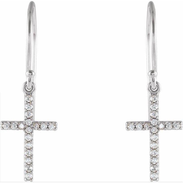 14K White 1/6 CTW Natural Diamond Cross Earrings